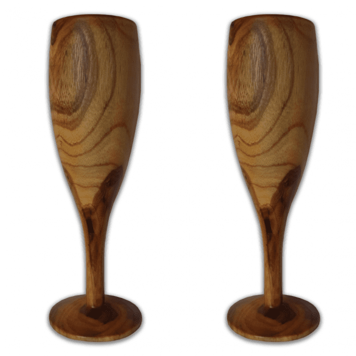 Teak Wood Champagne Glasses